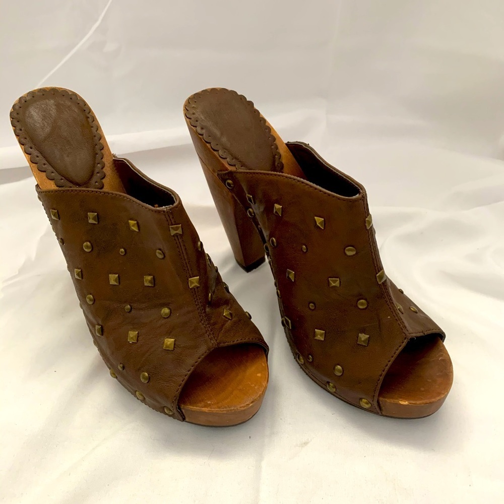 Unknown Maker.  Wooden Heeled Clog Mule